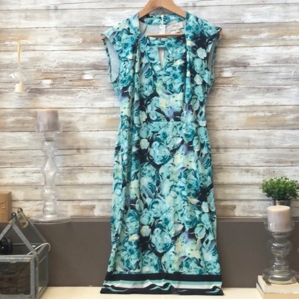 Beige by eci floral keyhole neck stretchy dress 4